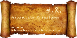 Antunovits Krisztofer névjegykártya