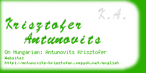 krisztofer antunovits business card